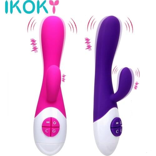 IKOKY Sex Toys for Woman G-spot Vibrator 16 Speed AV Stick Silicone Female Masturbation Dual Vibration Clitoris Stimulate