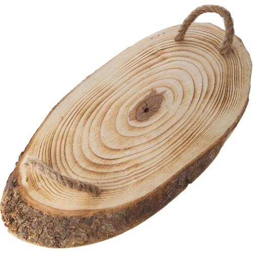 Queens Kitchen 38cm Wire Rope Natural Wood Tray