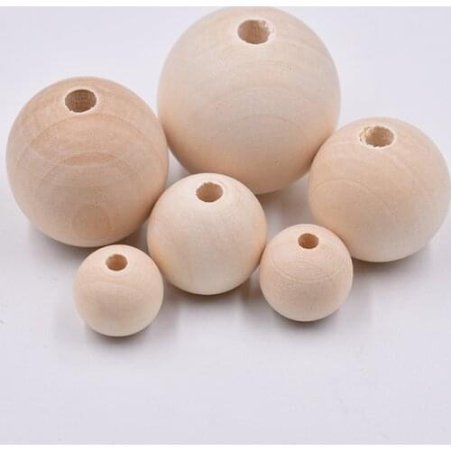 Straight Hole Round Wood Beads Natural Color Eco-Friendly Spacer Beads DIY Making Crafts Jewelry Accessories Dia 8-30mm