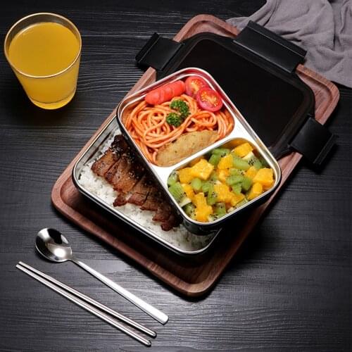 1000ML Lunchbox Stainless Steel Double-layer With Compartments Lunch Box Bento Box Lunchbox Food Container home food storage