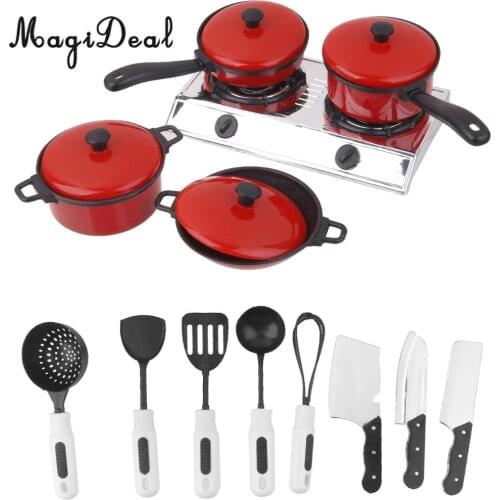 MagiDeal Hot Product 1Set Plastic Kitchen Cookware Kitchenware Set for Dollhouse Children Kids Pretend Play Toys Birthday Gift
