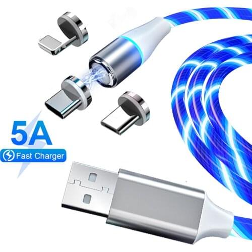 Streaming Light Magnetic Suction Cable 360° Color Soft Light Cable For iPhone 11 12 Pro Samsung S20 Xiaomi 11 Huawei USB Cable