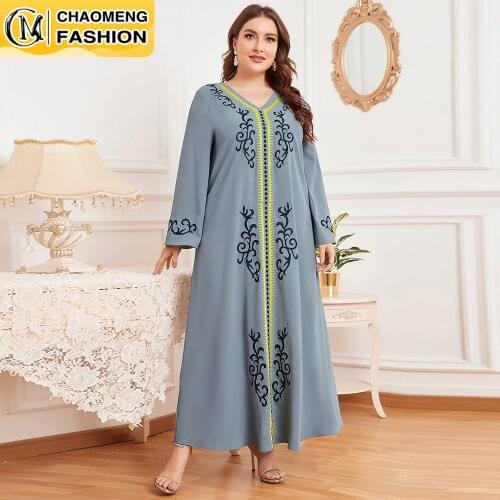 Dubai Abaya Embroidered Fashion Plus Size Hijab Dress Turkey Kaftan Islam Clothing Muslim For Women Vestidos Arabic Maxi Robe