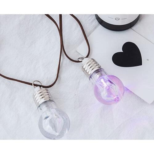 Fashion LED Hip Hop Bulb PU Leather Pendant Necklace Sweater Necklaces Jewelry Gifts NIN668