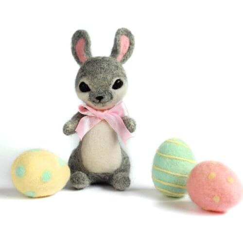 Easter Bunny Needle Felting Kit for Beginner Felting Starter Kit Felt Animals Craft Kits Creativity Kit DIY Set English Manual