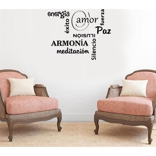 Spanish quote wall decals Armonia Meditacion quotes wall stickers Home Decor For Living room Bedroom Vinyl Mural RU4090