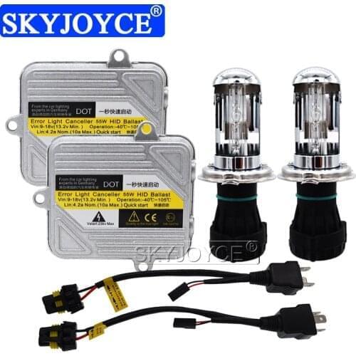 SKYJOYCE NEW 12V 55W Xenon HID Kit H4 Bixenon Headlight Bulb Digital Slim Ballast H4-3 4300K 6000K 8000K H4-3 HID Conversion Kit