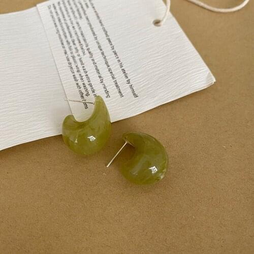 Origin Summer Simple Brown Beige Green Resin Earrings for Women Vintage Waterdrop Arcylic Small Hoop Earrings Statement Jewelry