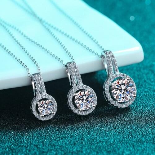 Silver Excellent Cut Diamond Test Passed 2 Carat D Color High Clarity Round Moissanite Pendant Necklace Silver 925 Jewelry