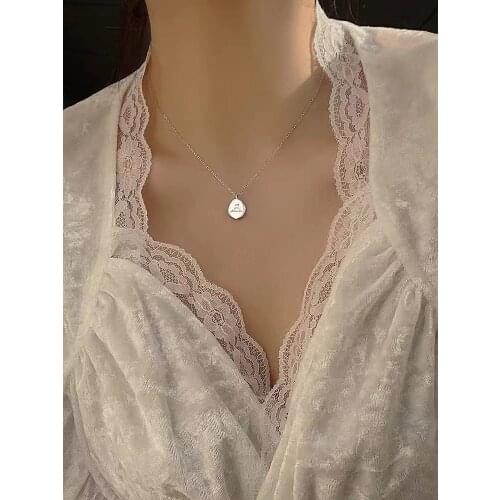 925 Silver Necklace with New Disc Pendant Clavicle Chain Accessories Light Luxury Art Necklace for Female Birthday Daily Gifts