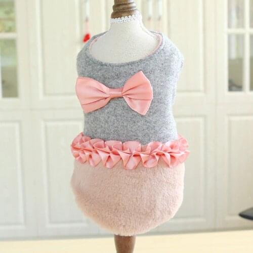 PETCIRCLE Pet Dress Teddy Pomeranian Bichon Dog Small Dog Autumn Bow Bow Lady Textile Thicken Fashion Lace Skirt