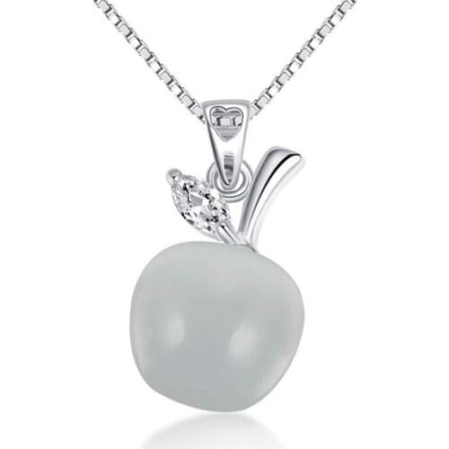 Apple Shape Opal Jewelry 100% Guaranteed Real Solid 925 Sterling Silver Pendant With Opal Stone YH4351