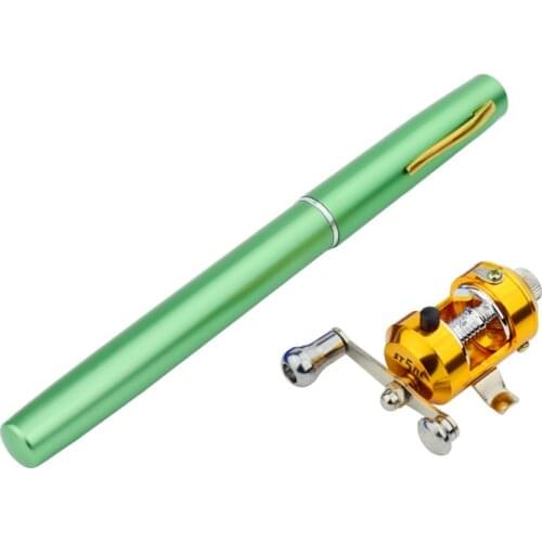 HOT Portable Pocket Telescopic Mini Fishing Pole Pen Shape Folded Fishing Rod With Reel Wheel Child rod Gift fishing rod pesca