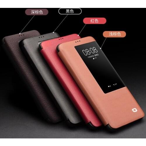Qialino Brand Retro Smart Cover For Huawei Mate20 Pro Intelligent Sleep Flip Case For Huawei Mate 20 View Window Genuine Leather