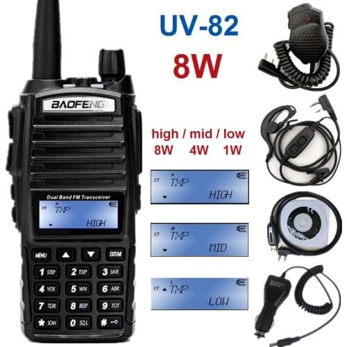 8W High Power Walkie Talkie UV-82 8 Watts Portable Radio Transceiver VHF UHF Baofeng Two Way Radio Station for Hunting Transmitt