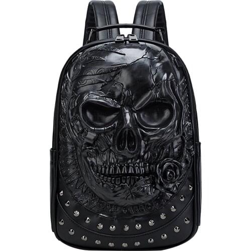 1pc Backpack Unique Stylish 3D Embossed Skull Packsack for Friends