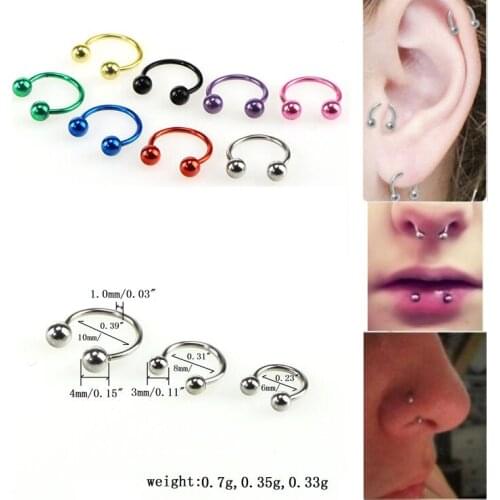 Stainless Steel eyebrow Stud Gold Titanium Steel eyebrow pin C Lever Nipple Rings Nose Ring Hide-it Ring Puncture Lip Stud