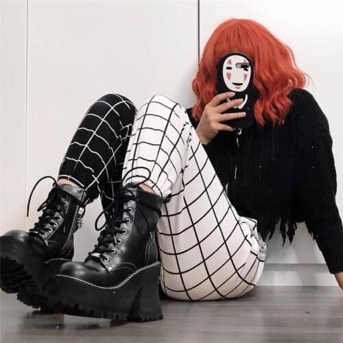 Patchwork Pants Woman Fashion Casual Harem Trousers Hip Hop Streetwear Plaid Patchwork Pant Cotton Hit Color Clothes HH124