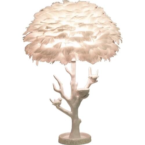 Nordic feather jewelry bracket table lamps Princess decor modern bedroom living room girl LED romantic table lights lighting