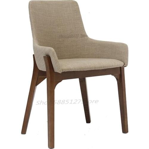 Solid Wood Dining Chair Modern Minimalist Restaurant Fabric Soft Pack Study Back Chair European-style Seat Cafe
