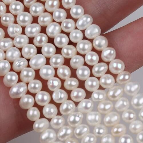 4-5-6mm White Natural Freshwater Potato Shape Pearl String Factory Price For Jewelry Making