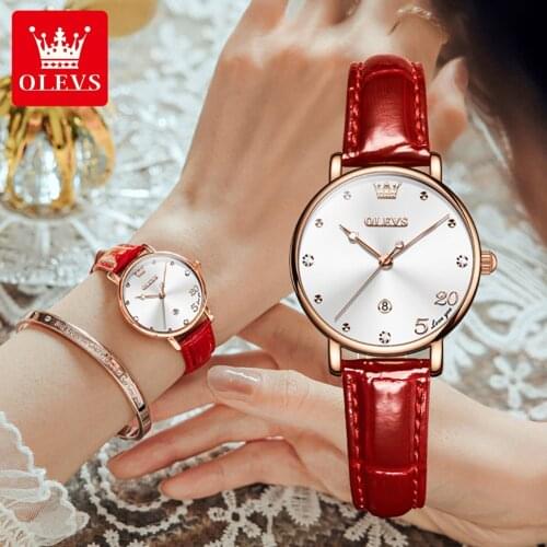 OLEVS Womens Watches Top Brand Luxury Waterproof Watch Fashion Ladies Leather strap 520 Design Casual Wrist Watch Quartz Clock