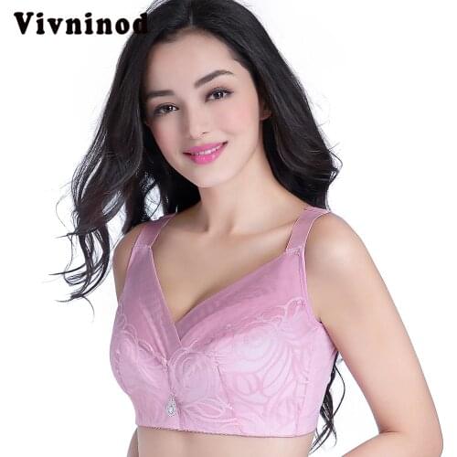 Thin Lace Big Size Wire Free Bra No Sponge Push Up Plus Size Bras for Women 44 46 48 50 115 110 105 100 C D DD E Bra Sujetadors