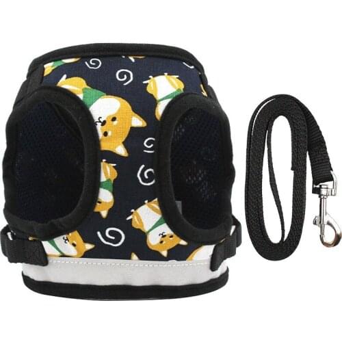 Refective Cat Dog Adjustable Harness Vest Walking Lead Leash For Puppy Dogs Collar Mesh Harness For Small Medium Dog Cat Pet