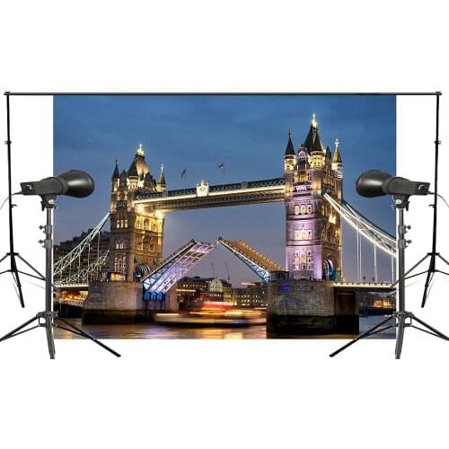 150x210cm Beautiful Spectacular Bridge Tower of London Photography Background Light Night View Backdrop Landscape