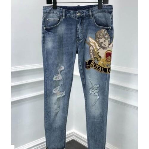 2020 new arrival 20ss New famous denim brand clothing crown embroidery print jeans luxury long casual pant designer for men