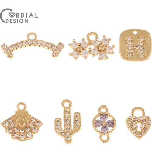 Cordial Design 30Pcs Earrings Accessories/Hand Made/DIY Pendant/Genuine Gold Plating/Jewelry Findings & Components/CZ Charms
