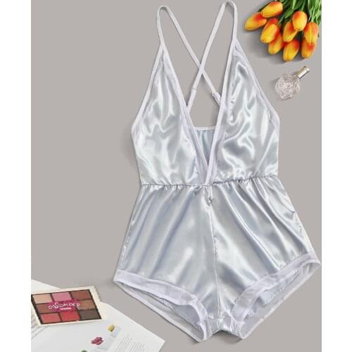 Satin Sling Nightwear Sexy Deep V-neck Women Underwear Sexy Lingerie Porno Erotic Body Suit Fashion Lenceria Sensual Mujer Teddy