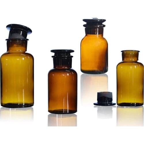 60ml 125ml 250ml 500ml 1000ml 2500ml Brown Glass Jar Wide Mouthed Reagent Bottle Chemical Experiment Lab Supplies Teaching