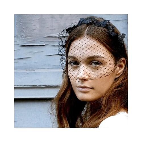 Black Lace Butterfly Wedding Veils Bridal Net Birdcage Veils Hair Accessories Elegant White Drill With Comb