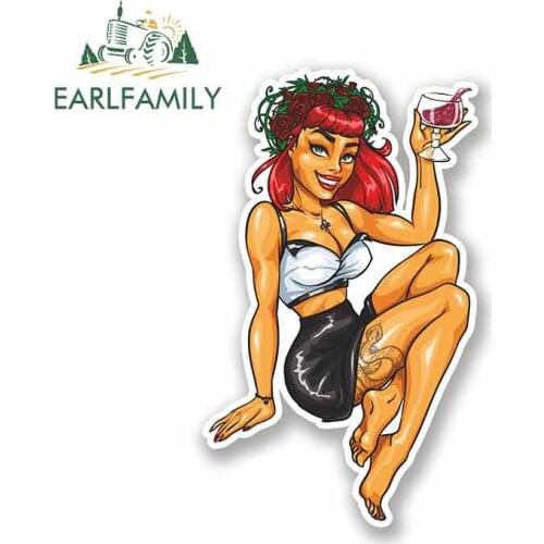 EARLFAMILY 13cm x 9cm Sexy Pin Up Girl Vinyl Car Sticker Decal iPad Laptop Tattoo Navy Bar Funny Car Styling