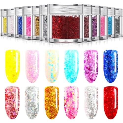 Holographic Nail Glitter Set Powder Nail Art Pigment DIY Flake Nail Art DecorationsManicure Polish Nail Decorations Shining Tips