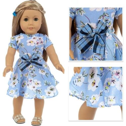 Blue Flower Dress Clothes fits for 18" American Girl doll alexander,girls dolls