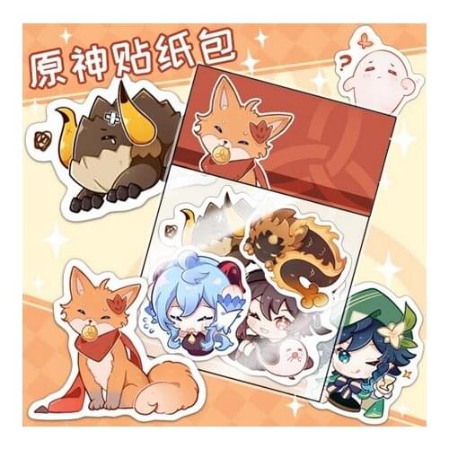 Game Genshin Impact Xiao Ganyu Hu Tao Zhongli Venti Refrigerator Luggage Sticker Cartoon Paster Phone DIY Scrapbook Decal Decor