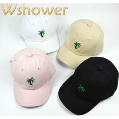 Embroidery coconut tree dad hat adjustable men cotton solid baseball cap hip hop women summer snapback hat bones