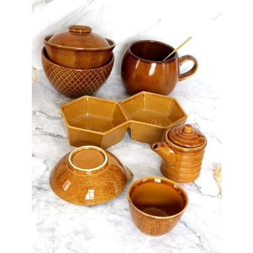 Ceramic Dishes And Plate Dessert Steak Set Household Kitchen Mugs Tableware Spice jar Ceramic Cup Dessert Noodle Bowl Retro