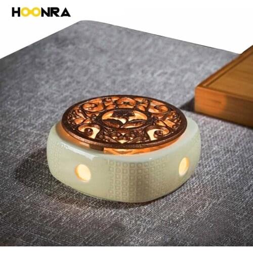 HOONRA Ceramic Tea Coffee Warmer Portable Heating Base Teapot Warmer Holder Candle Holder Insulation Teapot Base Tea Accessories