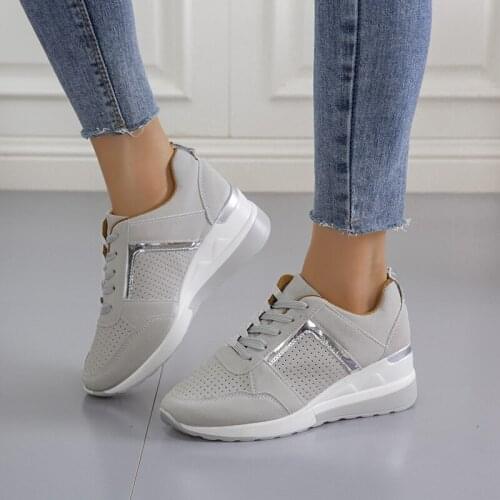 Women Vulcanized Shoes High Quality Women White Pink Gray Sneakers Lace-up Flats Shoes Women Loafers Plus Size 43 Walking Flat