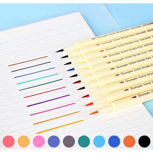 Markers for Drawing 10Color Painted Soft Brush Marker Stationery Washable DIY Colored Drawing Implement Water-based Graffiti Pen