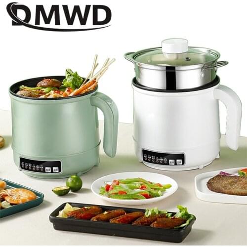 DMWD 1.5L/1.8L MultiCooker Electric Skillet Stainless Steel Rice Cooker Hotpot Noodles Soup Pot Eggs Food Steamer Heating Pan EU