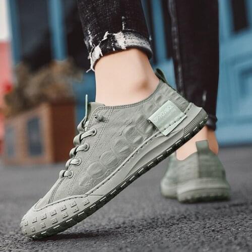 Mens Low-help Board Shoes Spring/summer 2021 Gray Flat Heeled Solid-color Breathable Casual Shoes Round-headed Daily Men Shoes