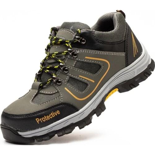 Men Work Shoes Steel Toe Cap Breathable Safety Work Boots Men Anti-Smashing Safety Shoes Male Industrial Shoes Work Sneakers