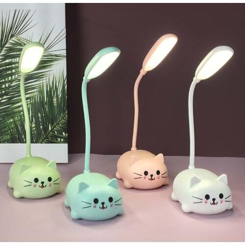 Table Lamp Cartoon Cute Pet Cat Night Light Usb Rechargeable Led Table Light Child Eye Protection Warm White Desk Lamp
