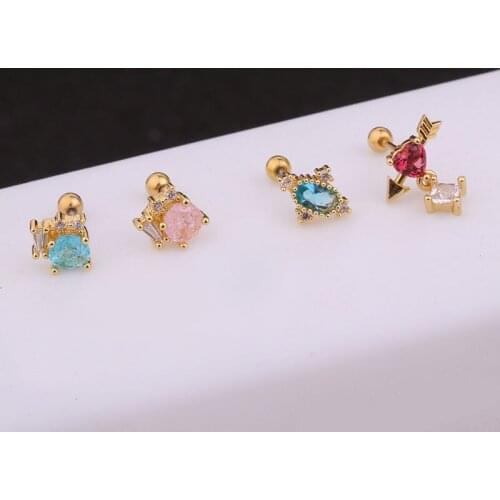 New 1pc Style Stainless Steel Ear Piercing Stud Cartilage Helix Conch Screw Back Earring Tragus Helix Tragus Rook Piercings