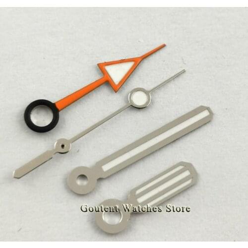 New Simple Green Luminous Silver Watch Hands Orange GMT Fit Miyota 8205 8215 821A,DG2813/3804 Movement Watch Parts