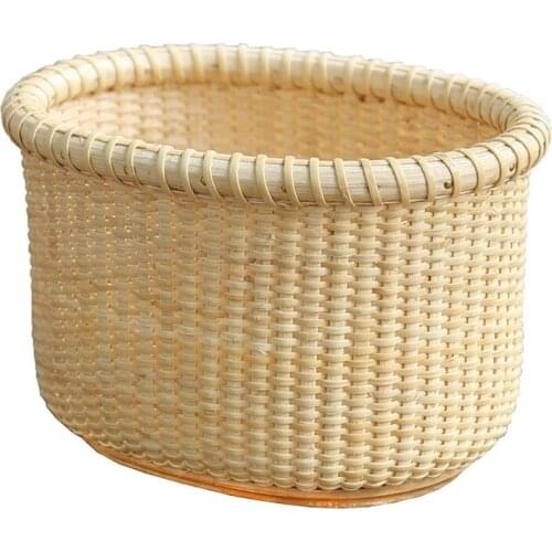 Handmade Rattan Storage Oval Baskets Decorative Organizing Baskets for Bedroom Bathroom Office Desk Storage,Food,Etc